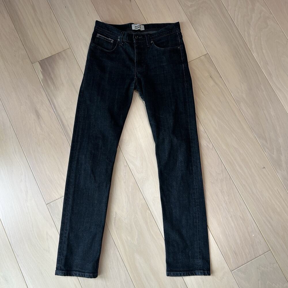 Naked & Famous Weird Guy Black x Grey Indigo Stretch Selvedge Jeans Men’s 30**